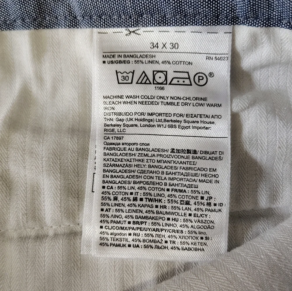 Banana Republic Men's Aiden Chino Slim Leg Linen High Rise Pants sz 34x30, Tan.